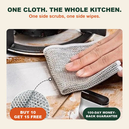 One cloth, the whole kitchen: one side scrubs, one side wipes
