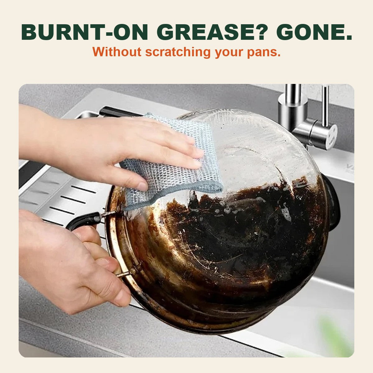 Burnt-on grease removed without scratching
