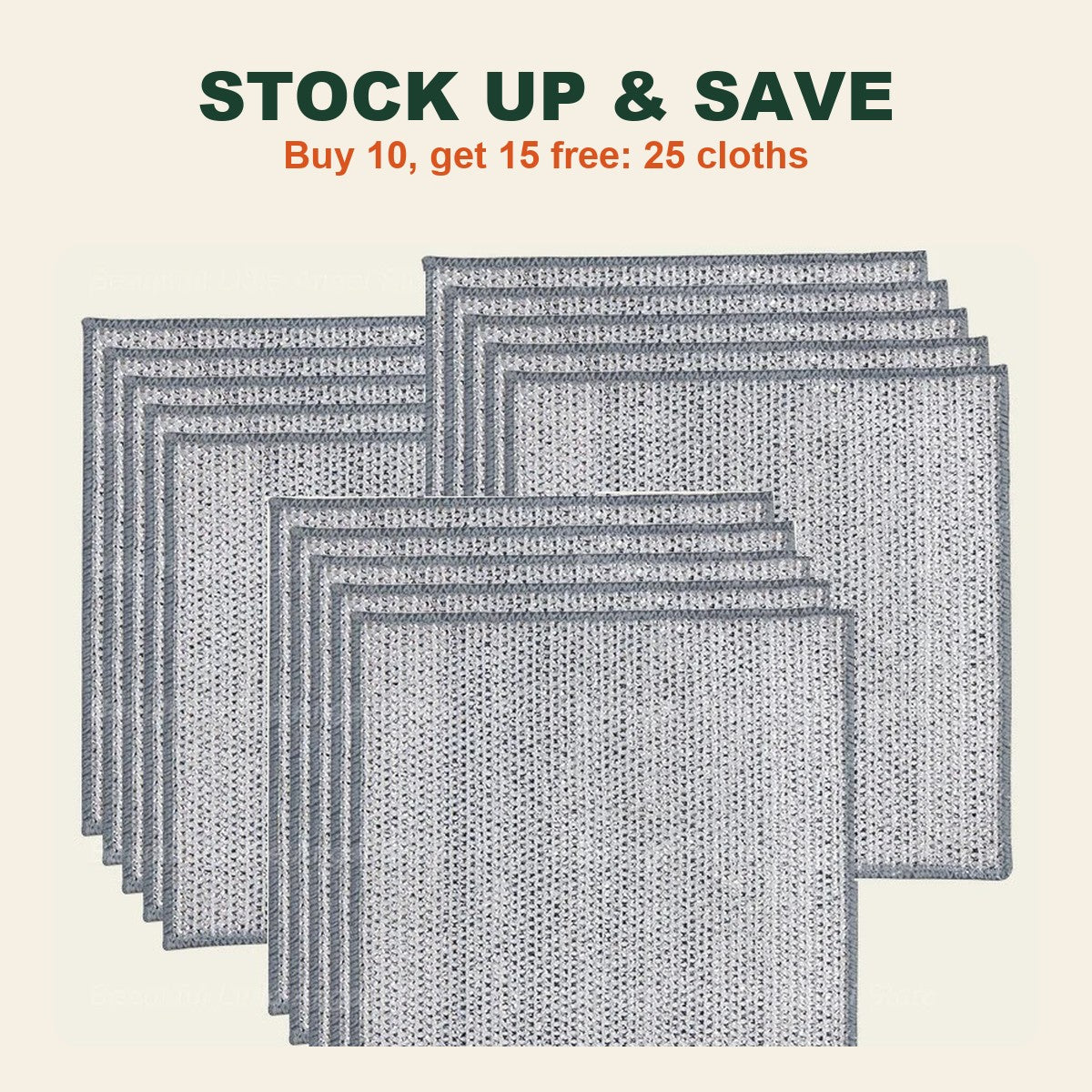 Buy 10 get 15 free: 25 cloths